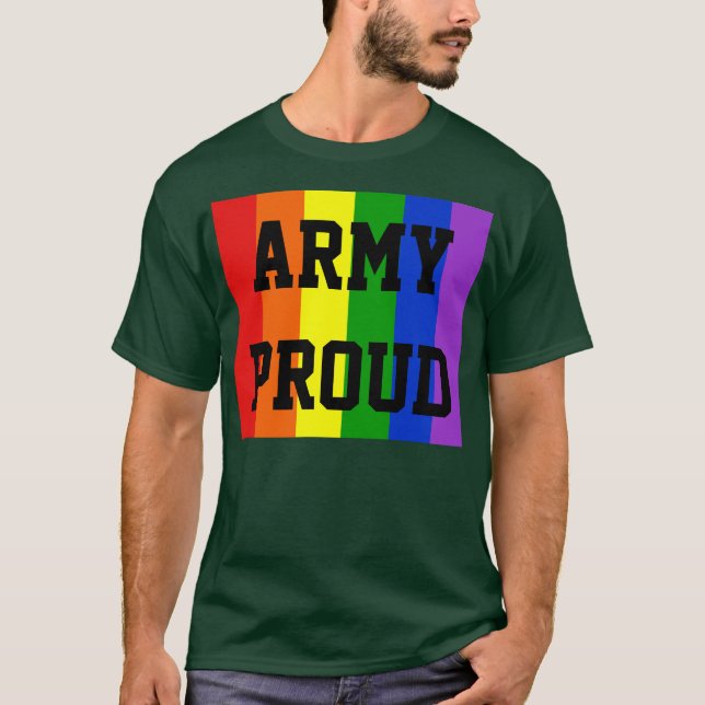 La camiseta oscura arcoiris gay está orgullosa (Anverso)