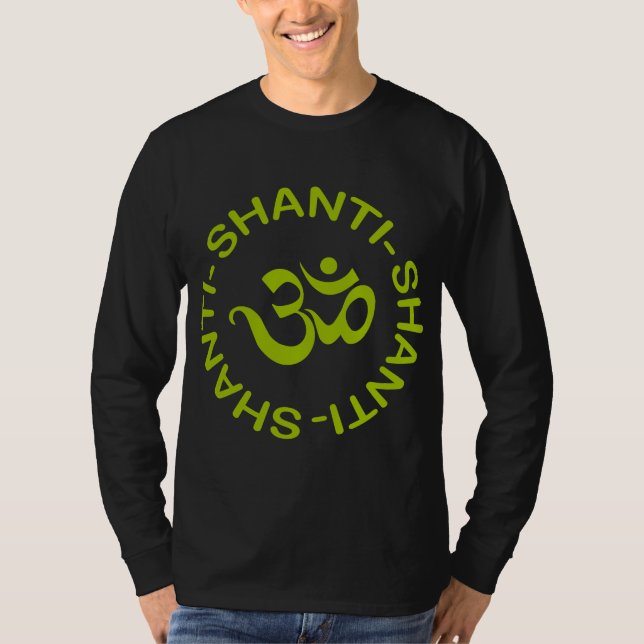 La camiseta oscura de los hombres de OM Shanti (Anverso)