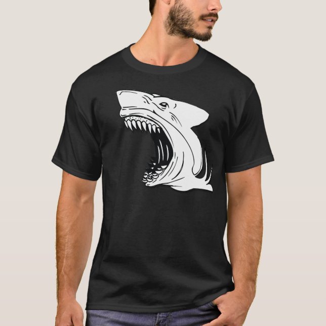 La camiseta oscura de los hombres del tiburón (Anverso)