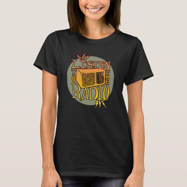 La camiseta oscura de radio de las mujeres (Anverso)