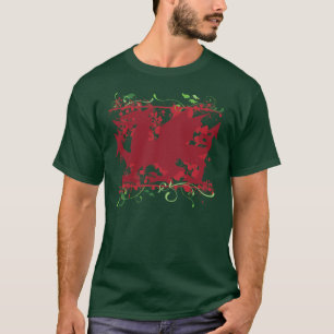 La camiseta oscura Galés de los hombres rojos del