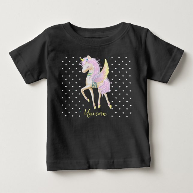 La camiseta presenta un bonito diseño de unicornio (Anverso)