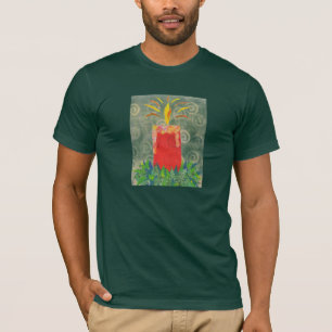 La camiseta que destella de la luz de una vela