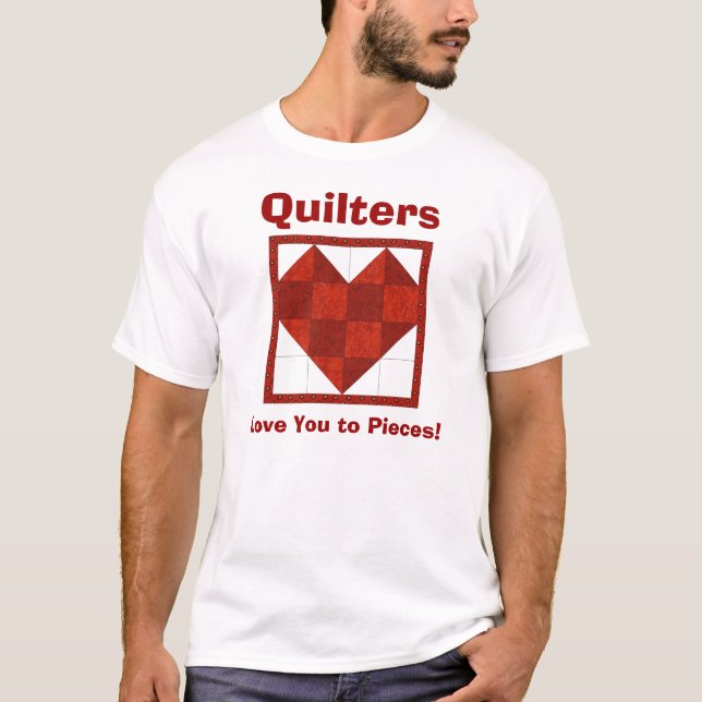 ¡La camiseta Quilters del corazón, le ama a los (Anverso)