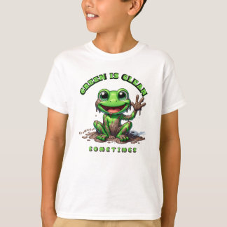 La camiseta verde de los niños graciosos está limp