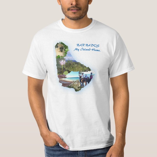 La camiseta XL de los hombres del mapa de Barbados (Anverso)