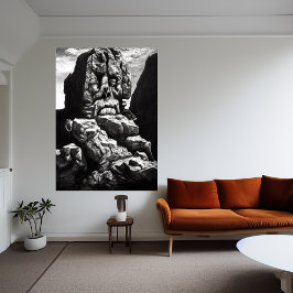 La cara en la montaña | Poster de arte de IA