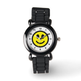 La cara feliz del niño reloj de Purpurina plateado