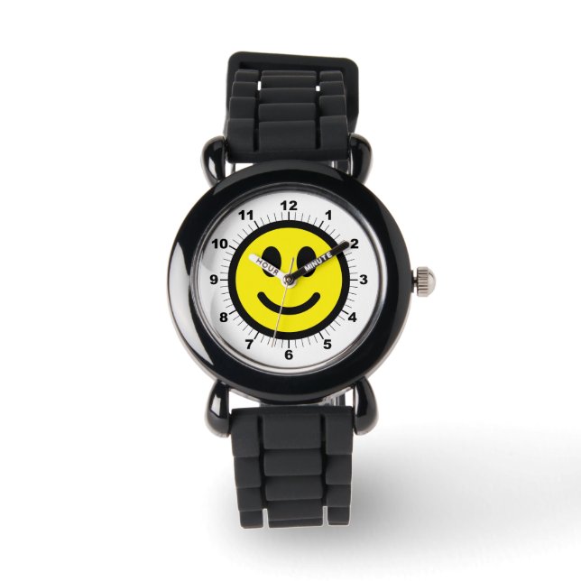 La cara feliz del niño reloj de Purpurina plateado (Anverso)