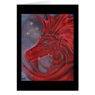 La carta de arte de fantasía del dragón rojo de Re