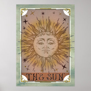 La carta de tarot vintage del sol arte celestial