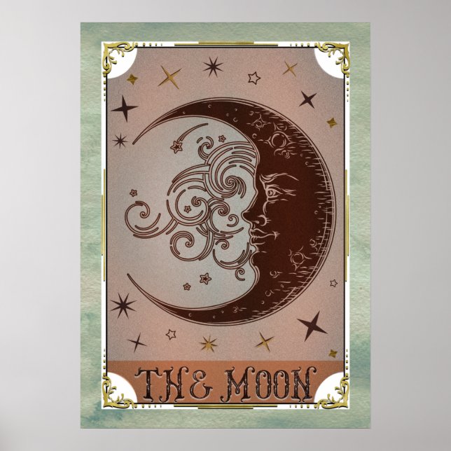 La Carta de Tarot Vintage Moon Arte Celestial (Frente)