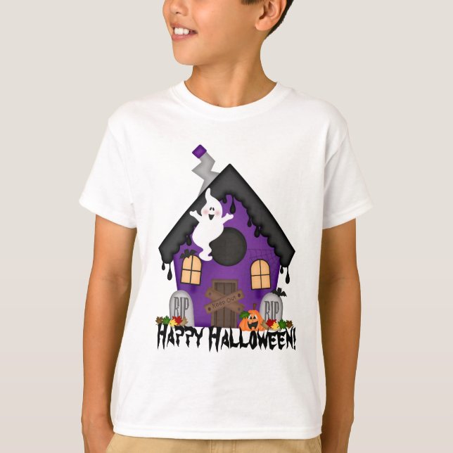 La casa encantada de Halloween embroma la camiseta (Anverso)