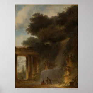 La cascada - Arte paisajístico de Fragonard