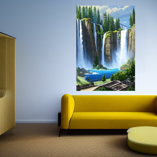La cascada y el lago | Poster de arte de IA (Subido por el creador)