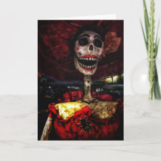 La Catrina de Rojo Day de la tarjeta muerta