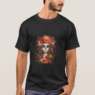 La Catrina Sugar Skull Floral Mujeres Camisetas