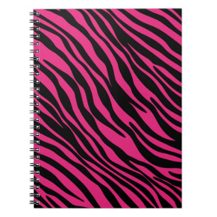 La cebra rosada y negra raya el cuaderno espiral