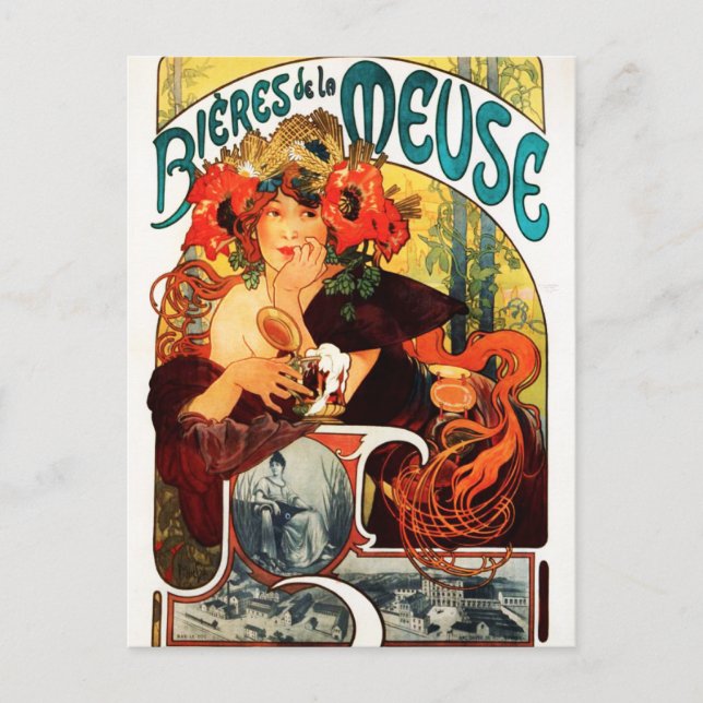 La cerveza Alphonse Mucha de la postal muse (Anverso)