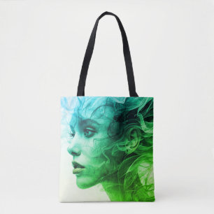 La chica en los remolinos humeantes en bolsa de ma