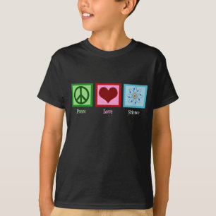 La ciencia del amor de la paz embroma la camiseta