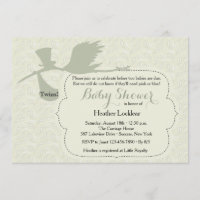 La cigüeña está en la invitación de Baby Shower de