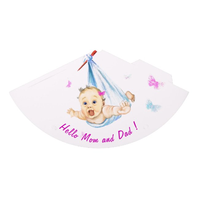 La cigüeña lleva a un bebé Gorra de Fiesta de Baby (Anverso)