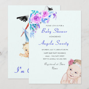 La cigüeña lleva una invitación a Baby Shower
