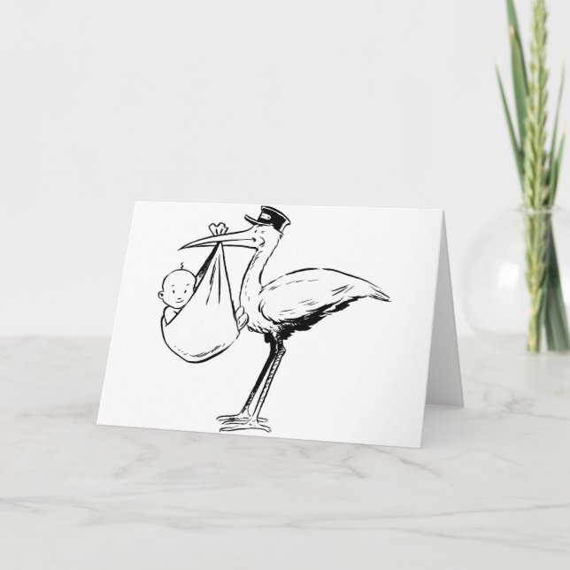 La cigüeña sostiene tarjetas de felicitación para  (Anverso)