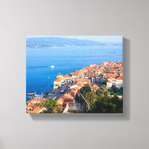 la ciudad de Arona y el lago Maggiore en lienzo pr