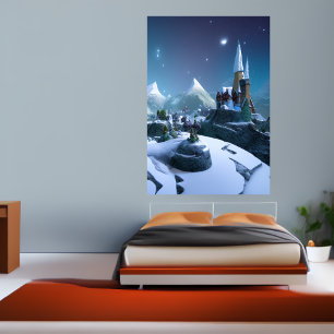 La ciudad de la montaña   Poster de arte de IA