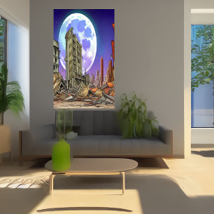 La ciudad destruida   Poster de arte de IA