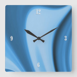 La cocina azul remolina reloj de pared de cuatro