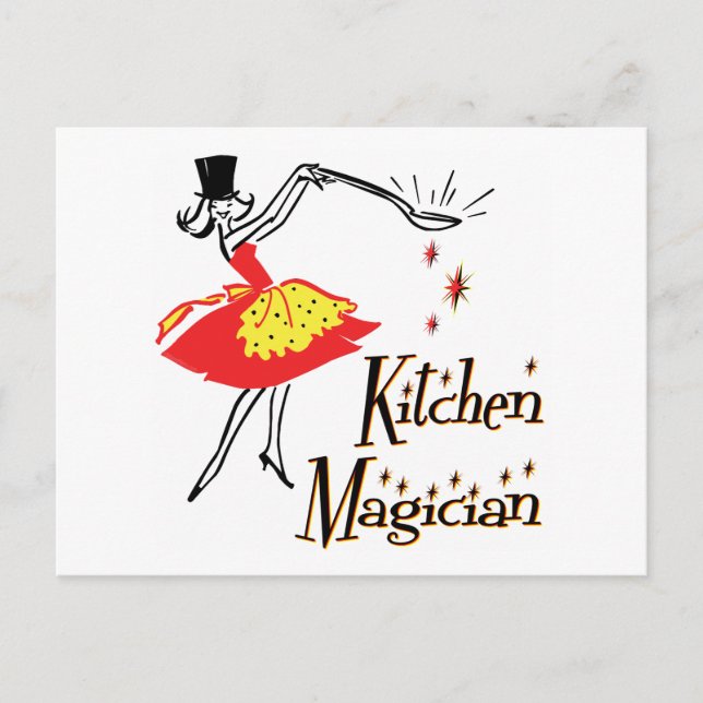La cocina Magician Retro Cocinando la postal de ar (Anverso)