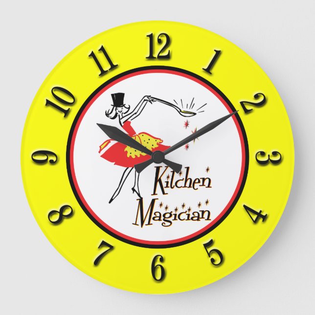 La cocina Magician Retro Números Reloj de pared (Anverso)