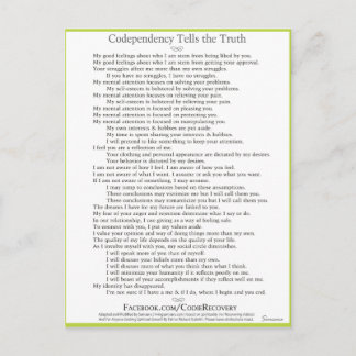 La codependencia dice la tarjeta postal de la verd