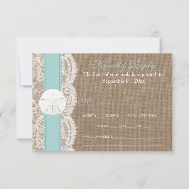 La colección de Bodas de arena turquesa RSVP (Anverso)