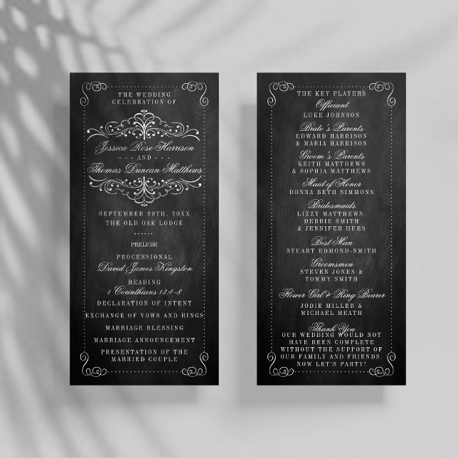La colección de Bodas Ornate Chalkboard - Programa (Subido por el creador)