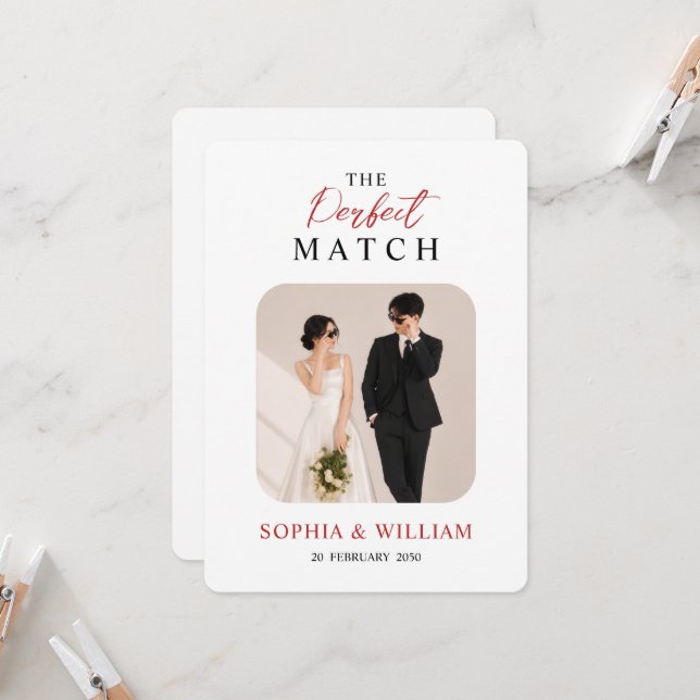 La combinación perfecta | Invitación de boda moder (Anverso/Reverso In Situ)
