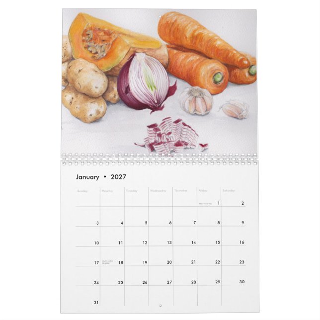 La comida bosqueja el calendario (Jan 2027)