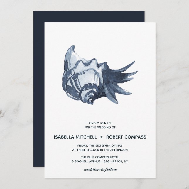 La concha azul | Invitación a la boda (Anverso / Reverso)