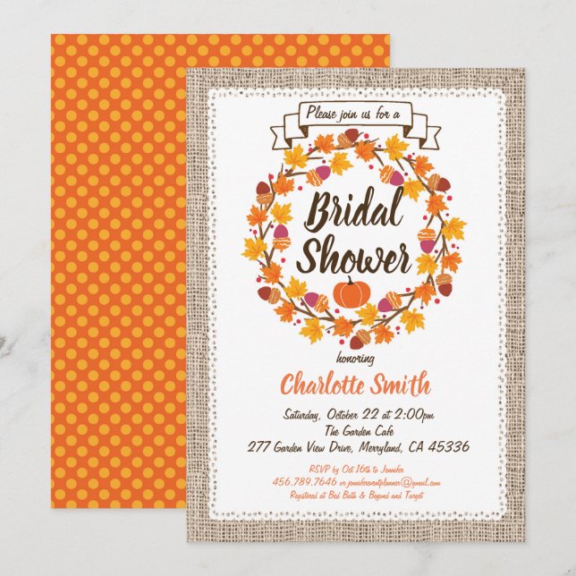 La corona de la invitación a la ducha de novia en  (Anverso / Reverso)