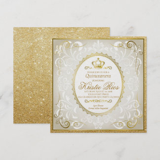 La Corona de Oro, Elegante, Invitación Quinceanera