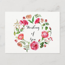 La corona rosa de primavera piensa en tu postal
