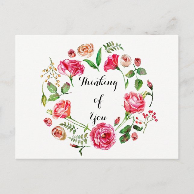 La corona rosa de primavera piensa en tu postal (Anverso)