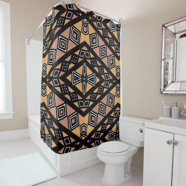 La cortina de ducha de diseño étnico africano de B (In situ)