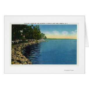 La costa, el pabellón y los nadadores