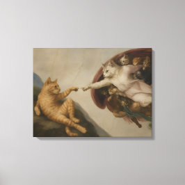 La Creación de Adam Gatos Arte de Parodia del Rena