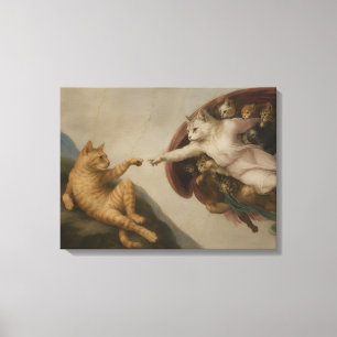 La Creación de Adam Gatos Arte de Parodia del Rena
