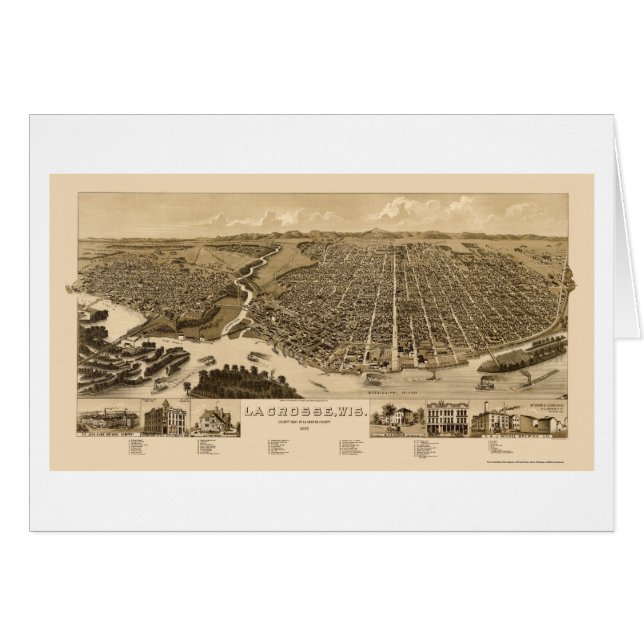 La Crosse, mapa panorámico -1887 de los WI (Anverso (Horizontal))